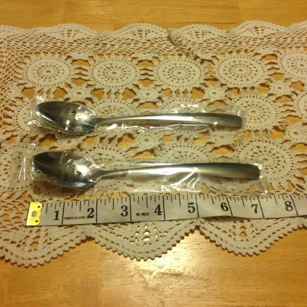 New inscribed stainless spoons in gift boxes
